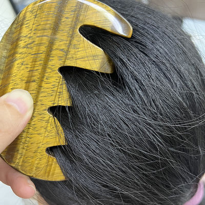Meridian Care Jade Comb Natural Tiger Eye Stone Gua Sha Scraper for Head and Scalp Massage