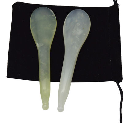 Yellow Spoon Shape Acupuncture Point Massage Pen Xiuyan Jade Stick Eye Massager Pen with and Acceptable OEM/ODM Service