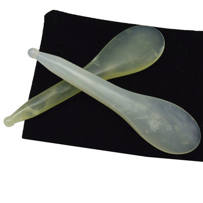 Yellow Spoon Shape Acupuncture Point Massage Pen Xiuyan Jade Stick Eye Massager Pen with and Acceptable OEM/ODM Service