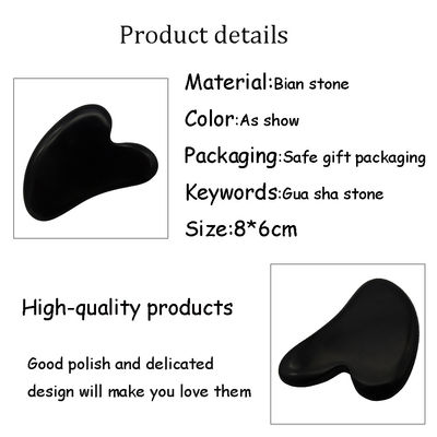 Natural Black Bian Stone Heart Shape Gua Sha Massage Tool for Spa Relaxing Meditation