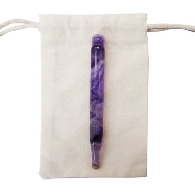 Thin Face Gua sha Tools Natural Amethyst Acupressure Guasha Massage Therapy Pen for Full Body Deep Tissue Pain Relief