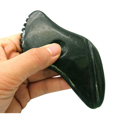 Natural Dark Green Nephrite Jade Gua Sha Body Massage Tools Traditional Scraping for Complete Body 11.8cm*6cm*0.9cm