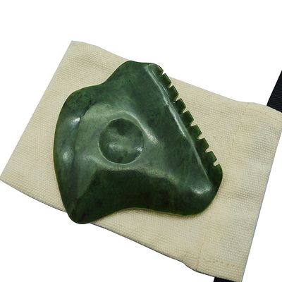 Customized Logo Green Nephrite Jade Anti Cellulite Guasha Scraper for Facial Skincare