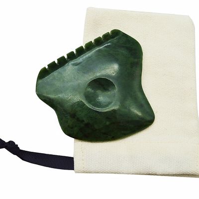 Customized Logo Green Nephrite Jade Anti Cellulite Guasha Scraper for Facial Skincare