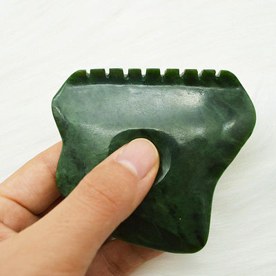 Customized Logo Green Nephrite Jade Anti Cellulite Guasha Scraper for Facial Skincare