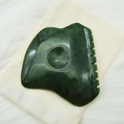 Customized Logo Green Nephrite Jade Anti Cellulite Guasha Scraper for Facial Skincare
