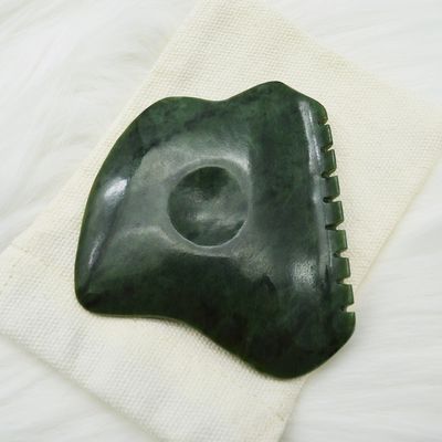 Customized Logo Green Nephrite Jade Anti Cellulite Guasha Scraper for Facial Skincare