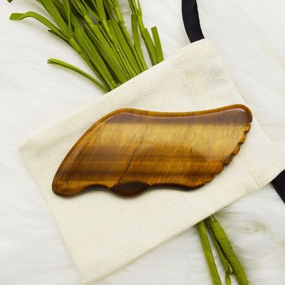 Crafted Hand Made Gua Sha Natural Tiger Eye Skin Massager for Face Eyes Neck Nody Muscle Relaxation OEM ODM
