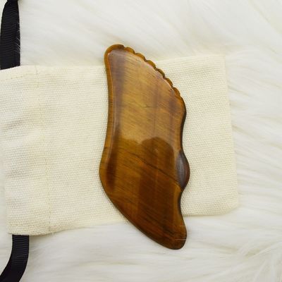Crafted Hand Made Gua Sha Natural Tiger Eye Skin Massager for Face Eyes Neck Nody Muscle Relaxation OEM ODM