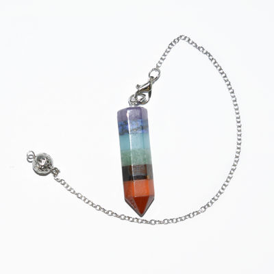 Conical Section Natural Crystal Seven Chakra Healing Spirit Energy Pendulum Hexagonal Pyramid Necklace Pendant
