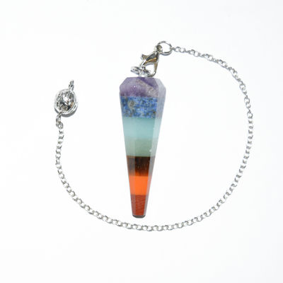 Conical Section Natural Crystal Seven Chakra Healing Spirit Energy Pendulum Hexagonal Pyramid Necklace Pendant