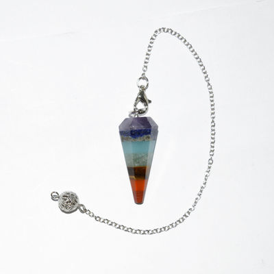 Conical Section Natural Crystal Seven Chakra Healing Spirit Energy Pendulum Hexagonal Pyramid Necklace Pendant