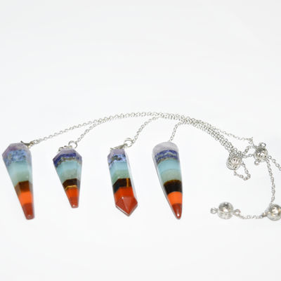 Conical Section Natural Crystal Seven Chakra Healing Spirit Energy Pendulum Hexagonal Pyramid Necklace Pendant
