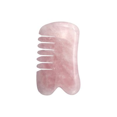 Craft Hand Made Natural Rose Quartz Gua Sha Scraping Massage Comb Hair Guashsa for Heads Massage Mode No abkgs-030