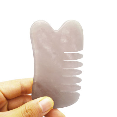 Craft Hand Made Natural Rose Quartz Gua Sha Scraping Massage Comb Hair Guashsa for Heads Massage Mode No abkgs-030