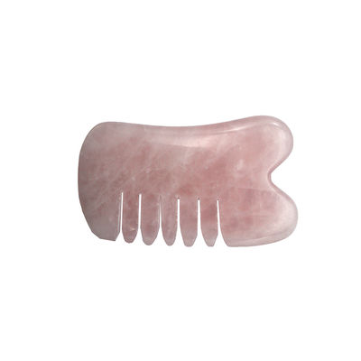 Craft Hand Made Natural Rose Quartz Gua Sha Scraping Massage Comb Hair Guashsa for Heads Massage Mode No abkgs-030