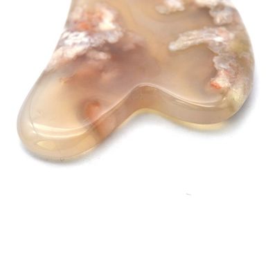 Body Massager Natural Heart Shape Cherry Blossom Agate Gua Sha Board Care Guasha Massage Tool with Custom Logo