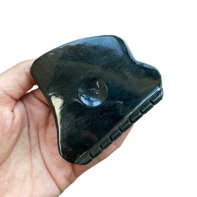 Facial Sculpting Dark Green Nephrite Jade Gua Sha Stones with Ridge Teeth and Thumb Loops 2021 Popular