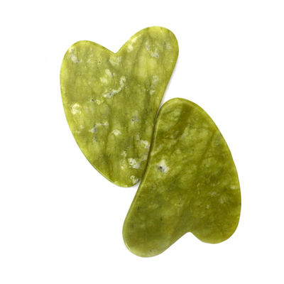Green 7.6cm*5.5cm*0.2cm Xiuyan Jade Heart Shape Facial Jade Guasha Massager Board Gua Sha Massage Tool For Health Care