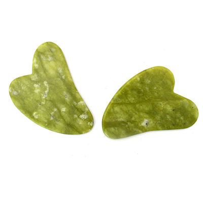 Green 7.6cm*5.5cm*0.2cm Xiuyan Jade Heart Shape Facial Jade Guasha Massager Board Gua Sha Massage Tool For Health Care