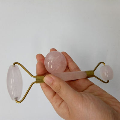 Natural Care Jade Stone Roller Set For Facial Skin Massager Gua Sha Tool Relaxing Anti-Aging Wrinkle-Fighting Rose Quartz