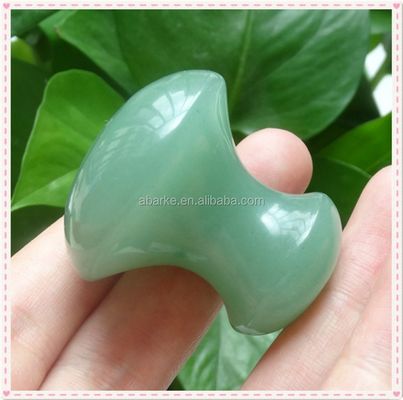 Mushroom Shaped Gua Sha Massage Stone Handcrafted Green Aventurine Tool for Face Rejuvenation