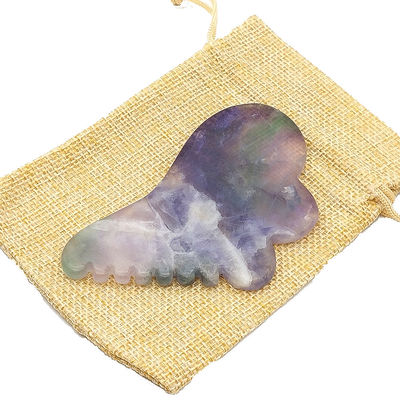 Natural Rainbow Fluorite with Colorful Gua Sha Scraping Massage Tools 95*55mm