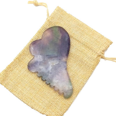 Natural Rainbow Fluorite with Colorful Gua Sha Scraping Massage Tools 95*55mm