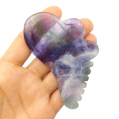 Natural Rainbow Fluorite with Colorful Gua Sha Scraping Massage Tools 95*55mm