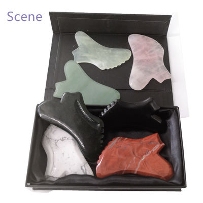 Gemstone Customized Rose Quartz Red Jasper Howlite Guasha Jade Gua Sha Facial Scraping Massage Tool with Timing Control
