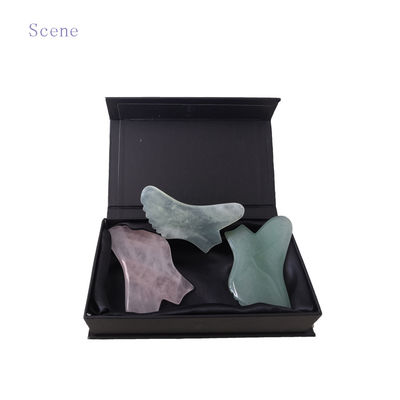 Gemstone Customized Rose Quartz Red Jasper Howlite Guasha Jade Gua Sha Facial Scraping Massage Tool with Timing Control