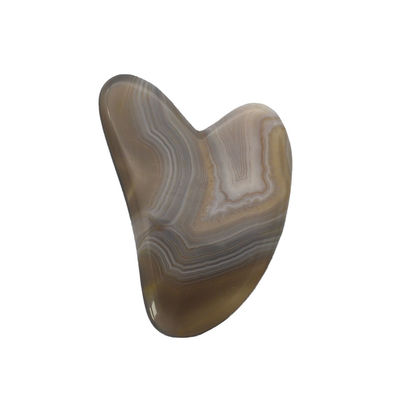 8*5*0.4cm Traditional Scraper Shape Guasha Board for Facial Massage Tool Grey Color Heart Agate Gua Sha Acupuncture Therapy