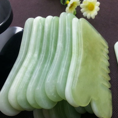 Handheld Abarke Natural Jade Stone Gua Sha Face Massage Hair Comb with Six Tooth Head Massager