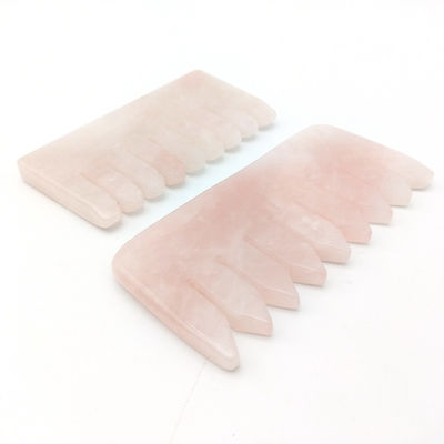 Customized Logo Availabled Head Massage Comb Gua Sha Tools for Beauty 2024 Natural Roase Quartz