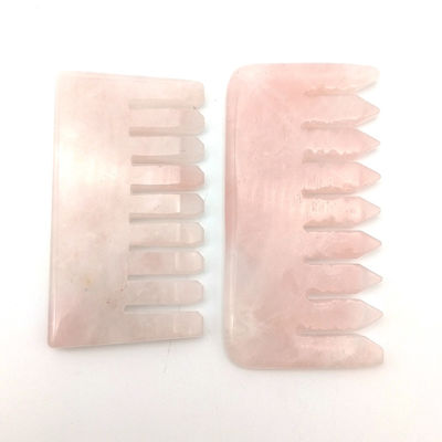 Customized Logo Availabled Head Massage Comb Gua Sha Tools for Beauty 2024 Natural Roase Quartz