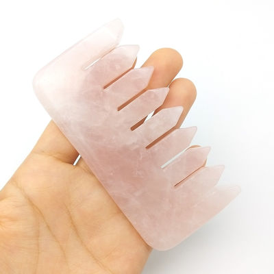 Customized Logo Availabled Head Massage Comb Gua Sha Tools for Beauty 2024 Natural Roase Quartz