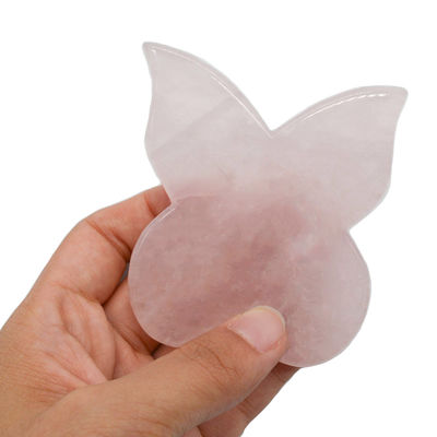 Self Beauty Instrument 90mm Pink Butterfly Guasha Board with Gemstone Rose Quartz Gua Sha