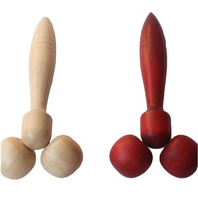 Reflexology Head Back Therapty SPA Tool with Multi-functional Wooden Facial Massager and Musical Function Red or Yellow