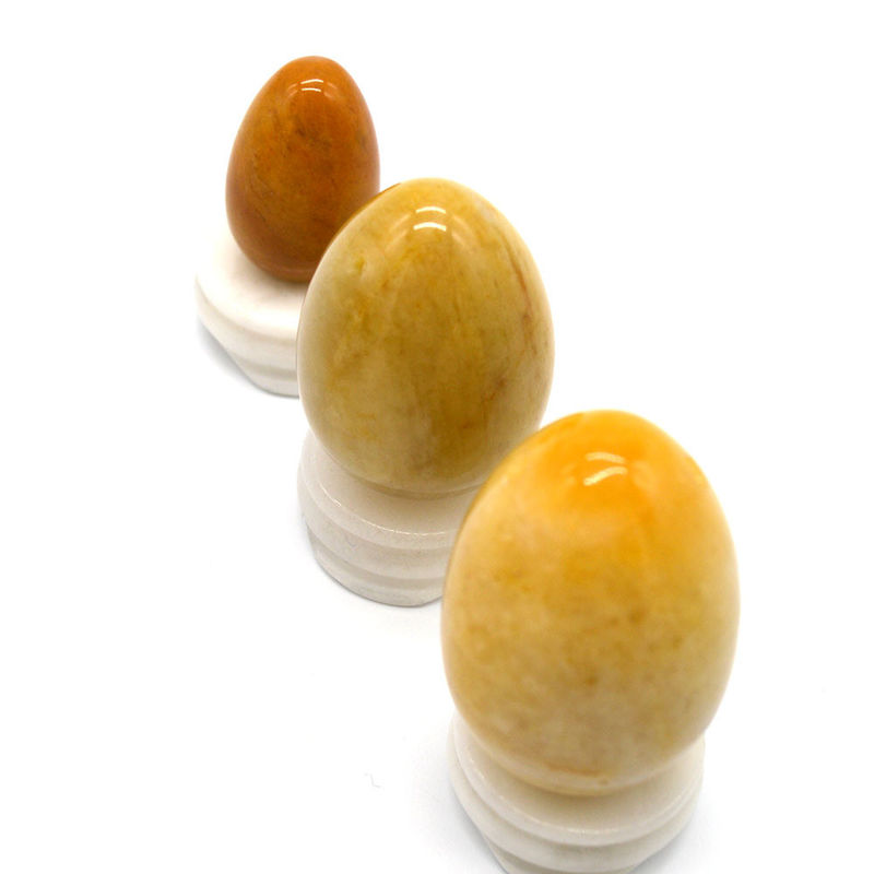 Regional Feature Yellow Jade Eggs Kegel Exercise Semi Precious Stone Eggs For Love Theme