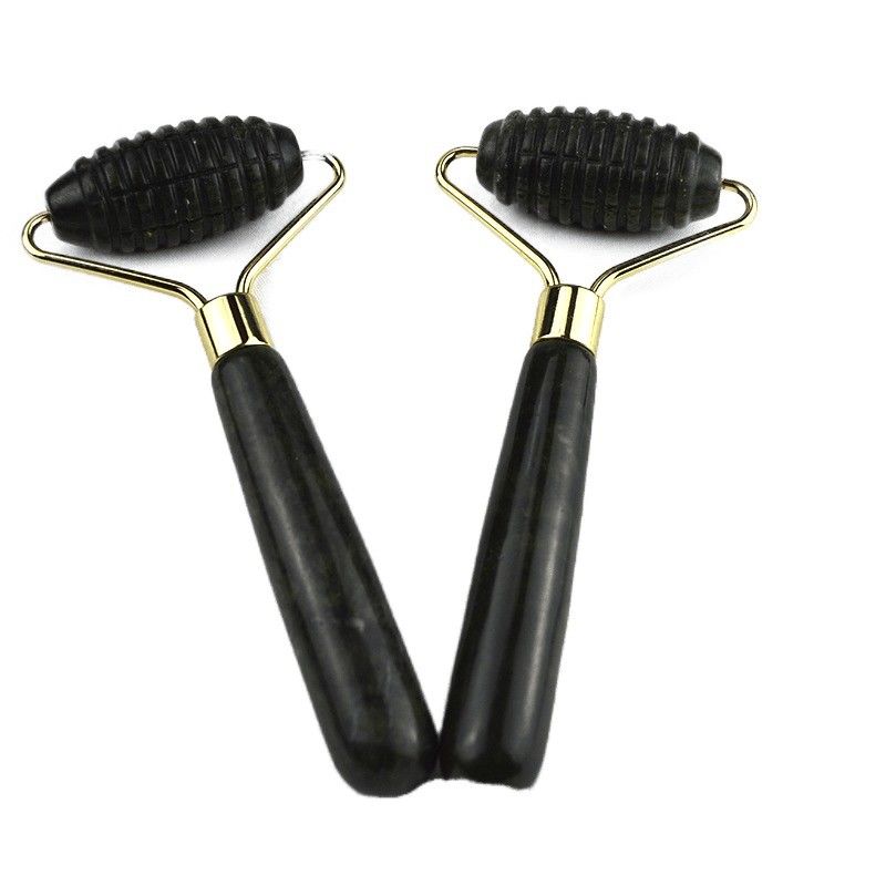 Customized Logo Availabled Spikey Natural Xiuyan Jade Facial Guasha Roller Face Massager For Skin Massage Gua Sha Beauty Tools For Woman