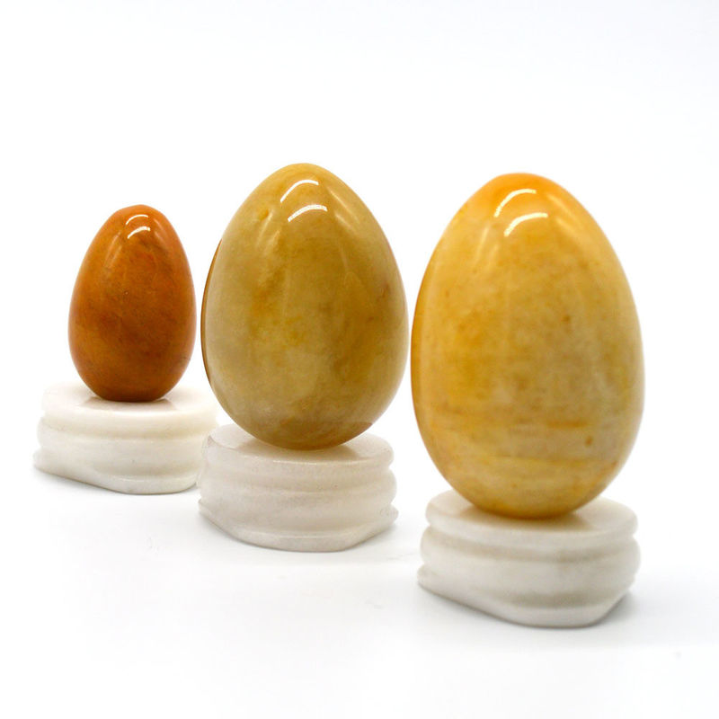 Vaginal Tightening with Natural Yellow Jade Eggs Kegel Exercise Tool 45*30/40x30/x20mm