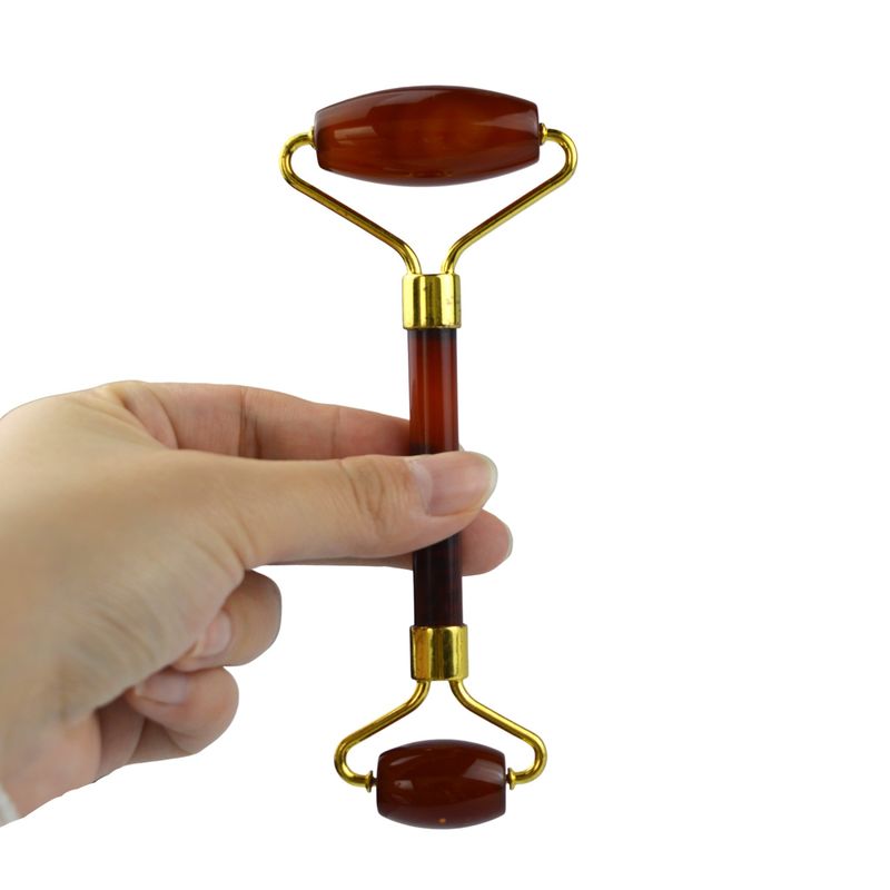 Customized Logo Availabled 100% Authentic Natural Carnelian Jade Guasha Roller Massage Anti aging Face Gua Sha Roller
