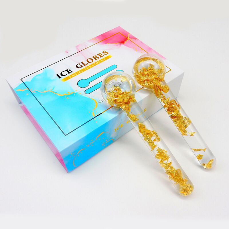 Cooling Ice Globes 24K Gold Face Massager Roller for Daily Beauty Routines to Reduce Facial Swelling and Dark Circles