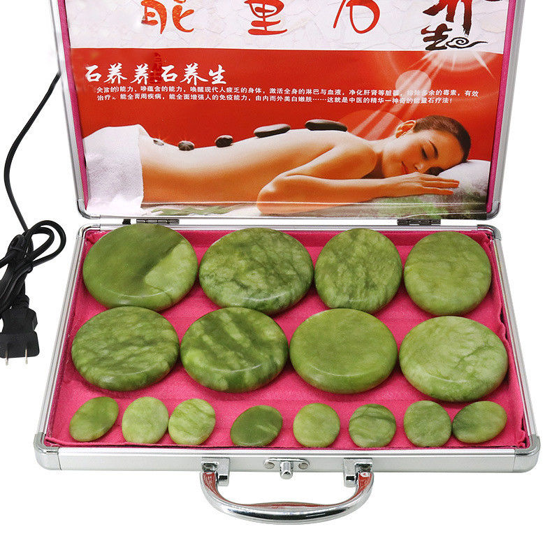 Massage Tools Olivine Stone Massager Stone With Aluminum Heating Box Heat Massage Kit Basalt Energy Stones For Health Care