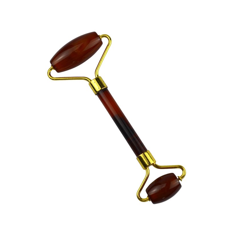 Customized Logo Availabled Facial Beauty Product Carnelian Guasha Face Roller for 100% Natural Crystal Red Agate Massager