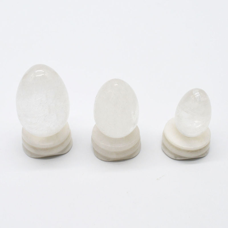 Technical Polished Crystal Clear Quartz Yoni Eggs Clear White Sacred Gemstone Kegel Eggs for Improved Pelvic Health