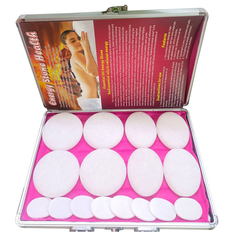 Musical Function 16pcs White Jade Energy Stone Beauty Massage Heater Spa Essential Oil Massage Box For Personal Health Care