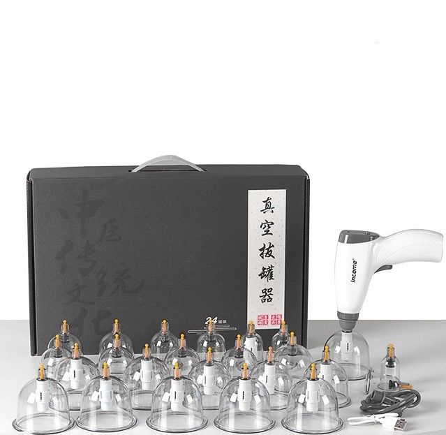 Massage Tools Traditional Chinese 24pcs Cups Anti Cellulite Electric Cupping Set Vacuum Gua Sha Cupping Therapy with Pump Gun Extension Tube