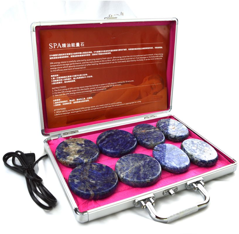 Personal Health Care Blue Soddlite 8pcs Massage Stone in Aluminum Heating Box with Heat Massage Energy Stones