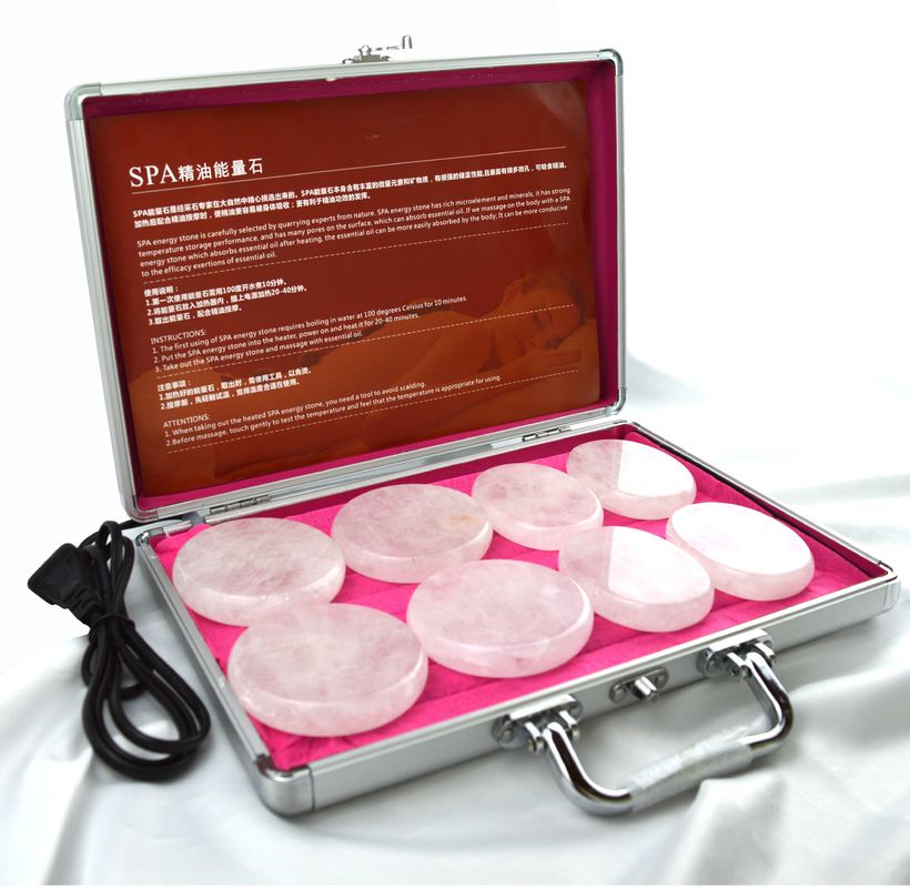 Body Massage Clear Quartz Stone Gua Sha 8pcs Guasha Set with Heating Box Heat Massage Energy Stones